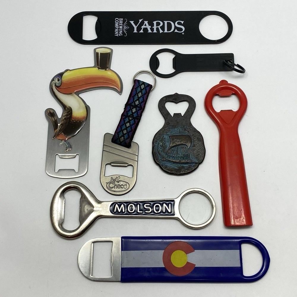 Lot‎ of 8 Beer Bottle Openers Guinness Chaco Colorado Molson Brewing Bern Greece